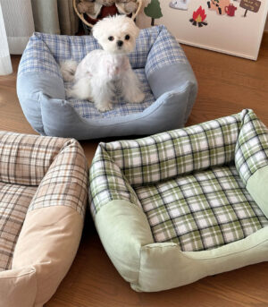 Gingham Leisure Removable Thickened Bolster Dog & Cat Bed