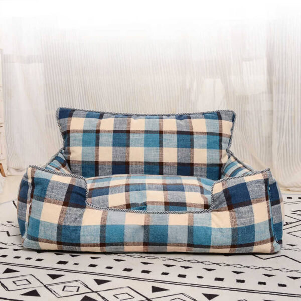 Vintage Plaid Warm Removable Washable Dog & Cat Sofa Bed Matching Blanket Pillow - Image 8