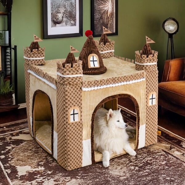 Cozy Orthopedic Kids Indoor Play Castle Bed Dog Tent Bed - Fairytale Dreamland - Image 11