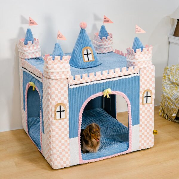 Cozy Orthopedic Kids Indoor Play Castle Bed Dog Tent Bed - Fairytale Dreamland - Image 16