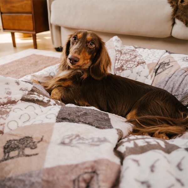 Washable Anti-Scratch Boho Tassel Calming Round Dog Bed - Hunter Night - Image 7
