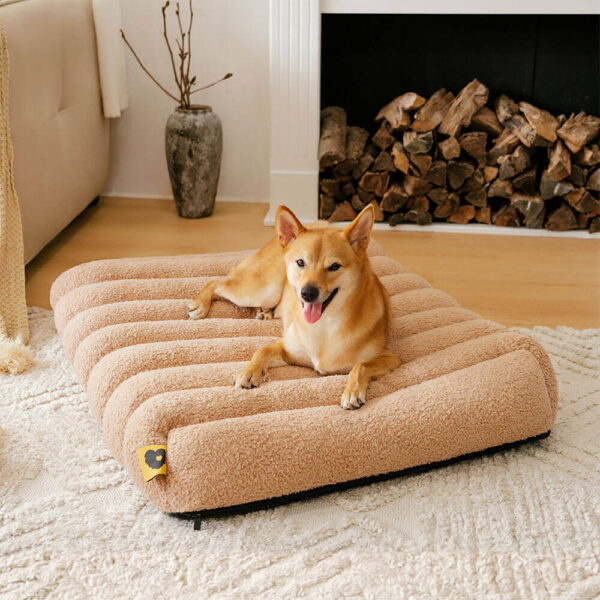 Large Washable Creamy Cozy Flat Dog Beds - Cheesecake - Image 11