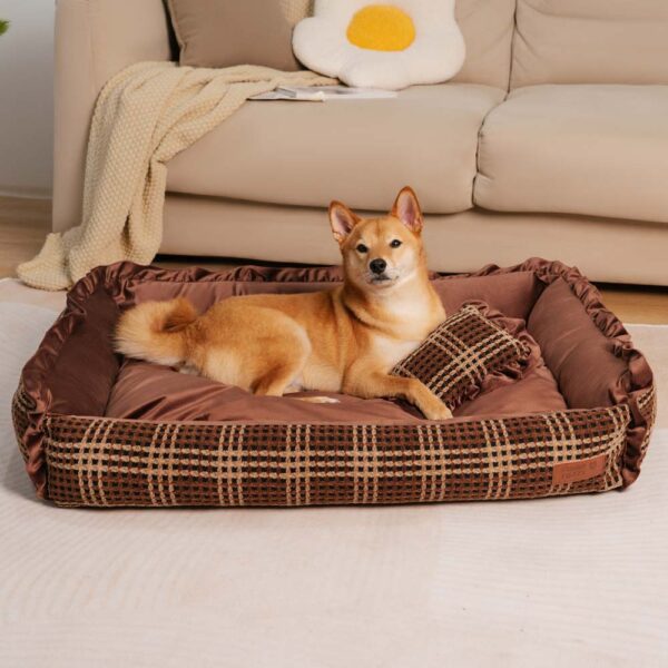 Classic Luxury Floral Washable Cozy Bolster Dog Pillow Bed- Bliss Napper - Image 10
