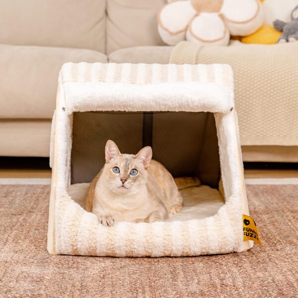 Striped Cozy Cat House - Cozy Retreat - Image 2