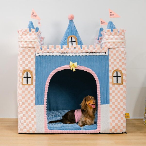 Cozy Orthopedic Kids Indoor Play Castle Bed Dog Tent Bed - Fairytale Dreamland - Image 15