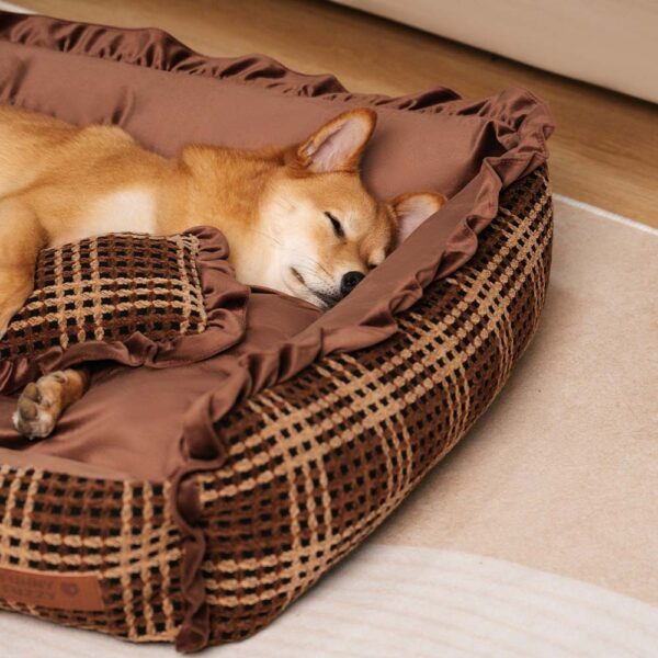 Classic Luxury Floral Washable Cozy Bolster Dog Pillow Bed- Bliss Napper - Image 4