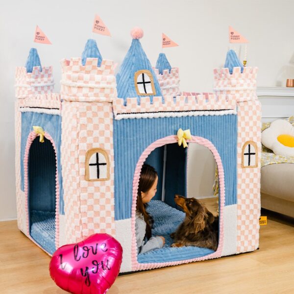Cozy Orthopedic Kids Indoor Play Castle Bed Dog Tent Bed - Fairytale Dreamland - Image 13