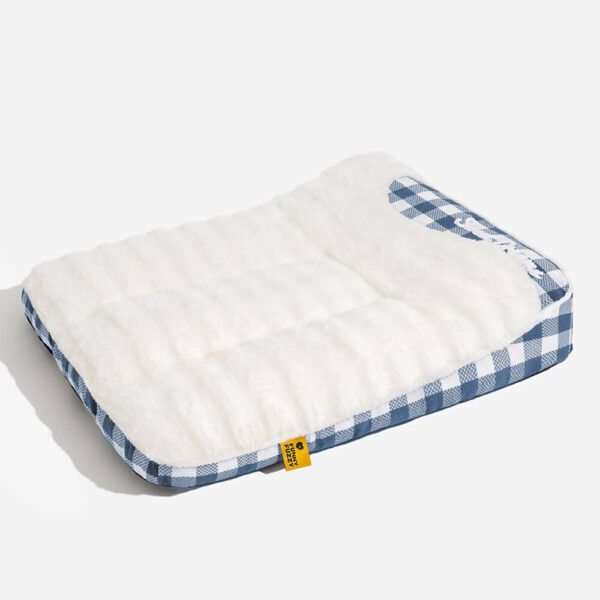 Large Classic Check Headrest Rectangle Calming Dog Bed - Dreamy wave - Image 14