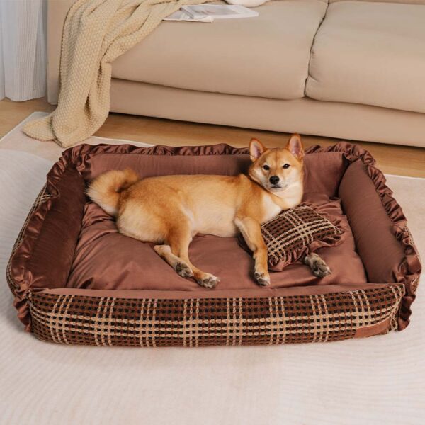 Classic Luxury Floral Washable Cozy Bolster Dog Pillow Bed- Bliss Napper - Image 7