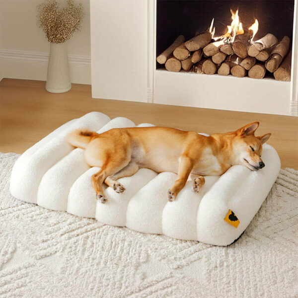 Large Washable Creamy Cozy Flat Dog Beds - Cheesecake - Image 2