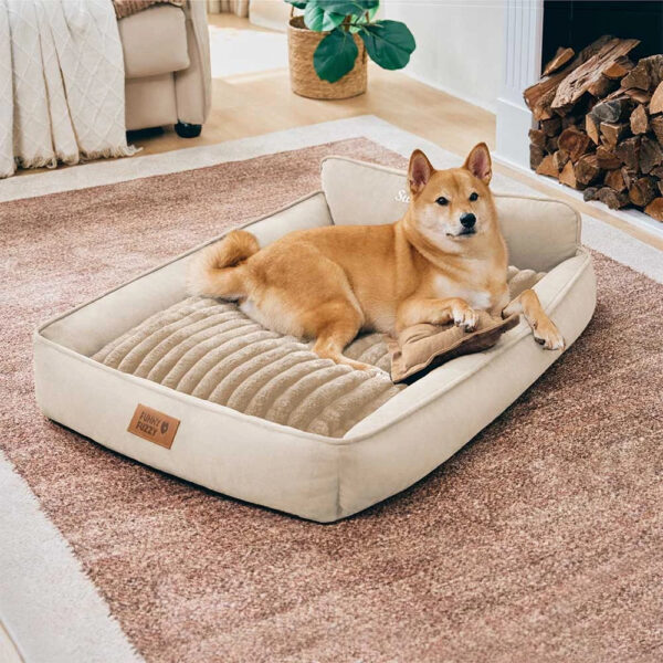 Retro Faux Suede Dual-sided Washable Bolster Dog Bed With Pillow – SweetDream - Image 10