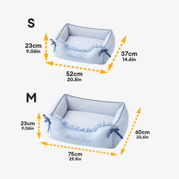 Soft Gingham Washable Dog & Cat Sofa Bed with Pillows - Image 14
