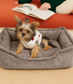 All-Season Cozy Durable Corduroy Dog Sofa Bed for Small & Medium Dogs