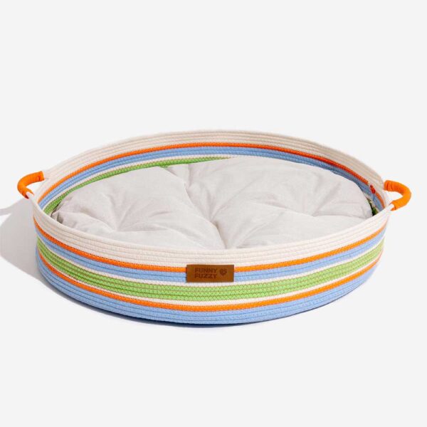 Handcrafted Stripe Calming Pet Bed - Timeless Nest - Image 20