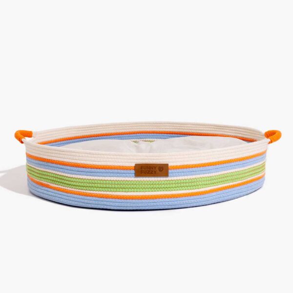 Handcrafted Stripe Calming Pet Bed - Timeless Nest - Image 21