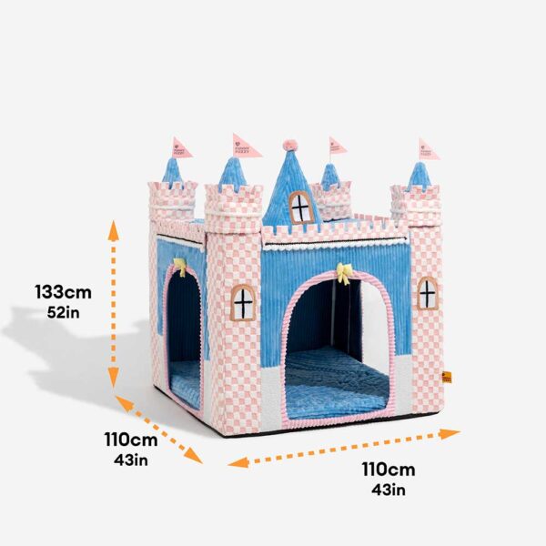 Cozy Orthopedic Kids Indoor Play Castle Bed Dog Tent Bed - Fairytale Dreamland - Image 12