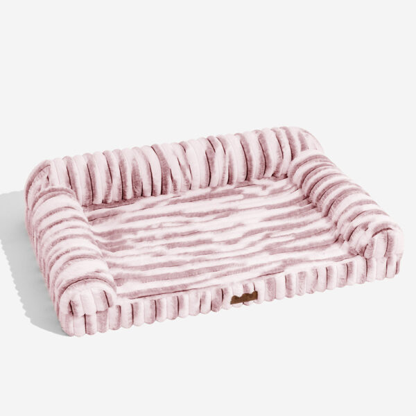 Fluffy Striped Orthopedic Bolster Dog Bed - Luxe Comfort - Image 15