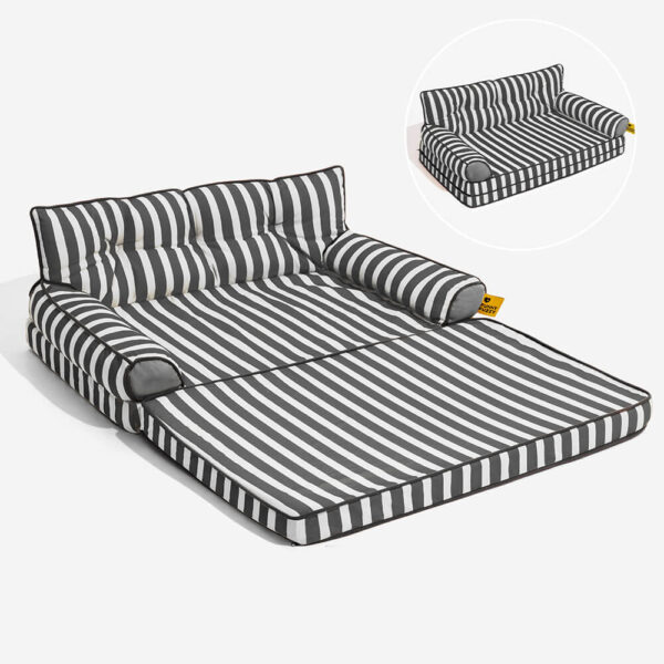 Stripe Waterproof Foldable Large Dog Sofa Bed - Sunny Siesta - Image 30