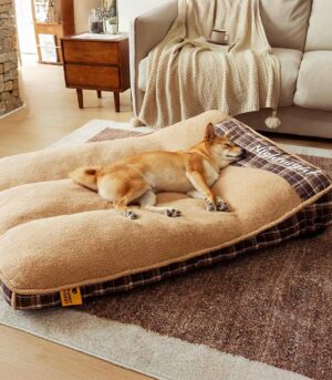 Extra Large Washable Teddy Fluffy Rectangle Dog Bed - Night-night