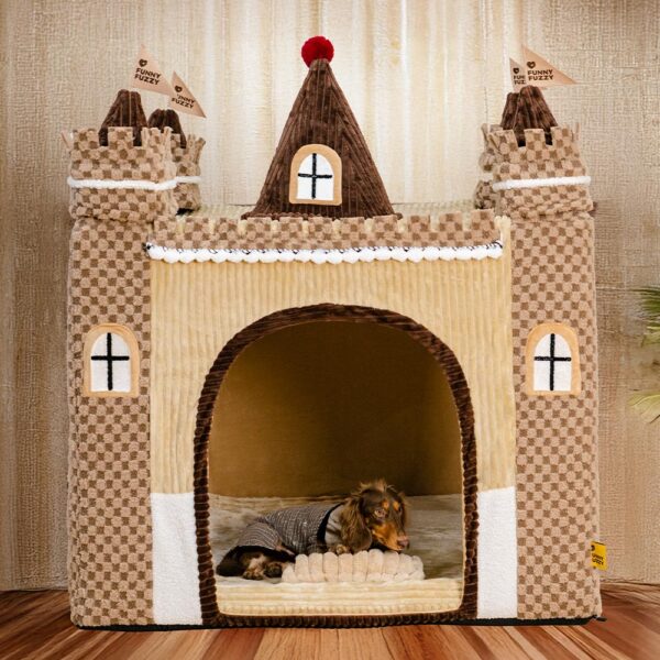 Cozy Orthopedic Kids Indoor Play Castle Bed Dog Tent Bed - Fairytale Dreamland - Image 5