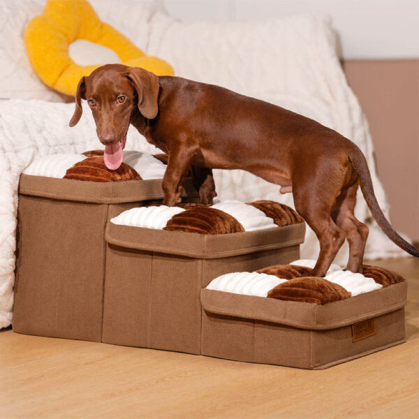 Chessboard Plaid Handcrafted Dog Stairs with Storage - Multifunctional and Foldable - Image 9