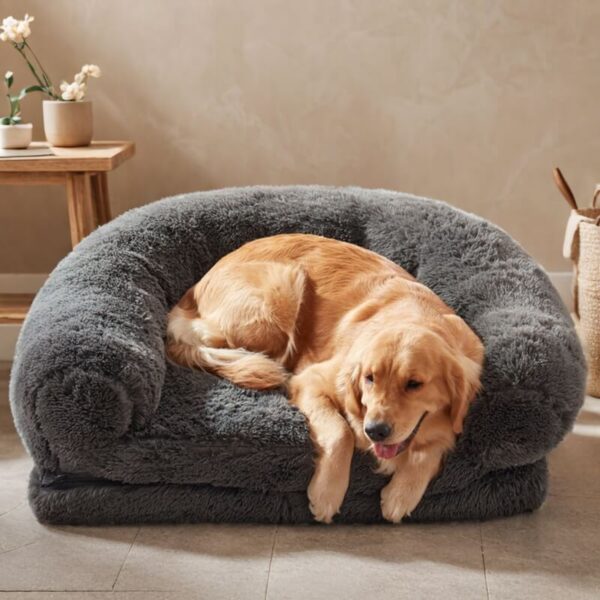 Chic Plush Large Dog Bed Foldable Human Dog Bed - Image 2