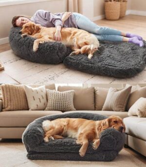 Chic Plush Large Dog Bed Foldable Human Dog Bed