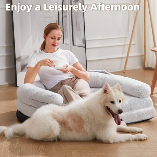 Chic Plush Large Dog Bed Foldable Human Dog Bed - Image 7