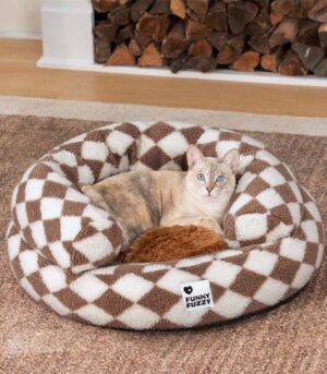 Classic Argyle Washable Bolster Donut Cat Bed - Cozy Haven
