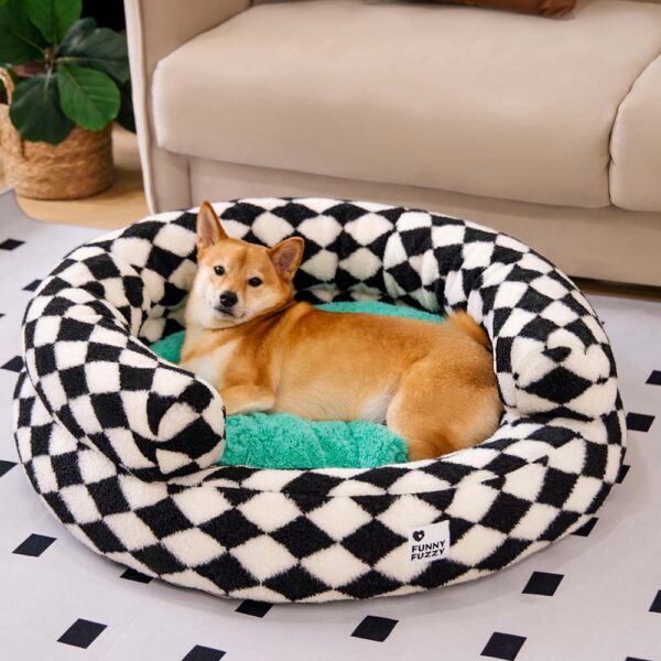 Classic Argyle Washable Bolster Donut Dog Bed - Cozy Haven - Image 10