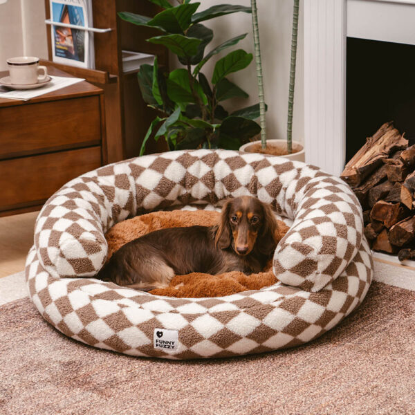 Classic Argyle Washable Bolster Donut Dog Bed - Cozy Haven - Image 6