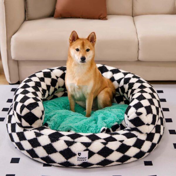 Classic Argyle Washable Bolster Donut Dog Bed - Cozy Haven - Image 11