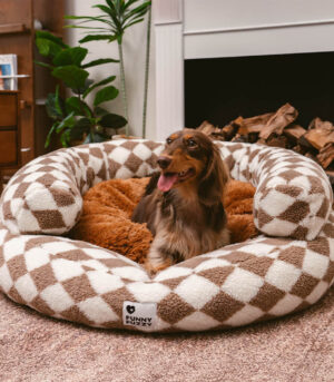 Classic Argyle Washable Bolster Donut Dog Bed - Cozy Haven