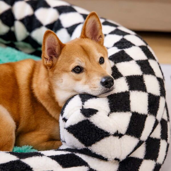 Classic Argyle Washable Bolster Donut Dog Bed - Cozy Haven - Image 13