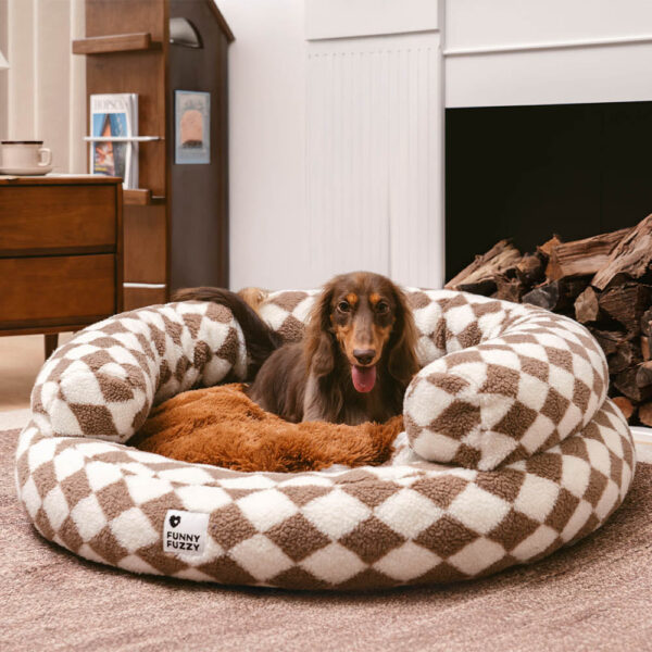 Classic Argyle Washable Bolster Donut Dog Bed - Cozy Haven - Image 5
