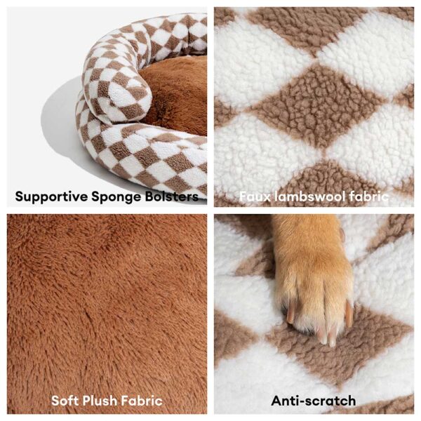 Classic Argyle Washable Bolster Donut Dog Bed - Cozy Haven - Image 4
