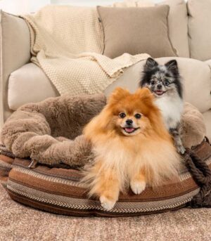 Classic Jacquard Plush Donut Dog Bed - Snuggle Den