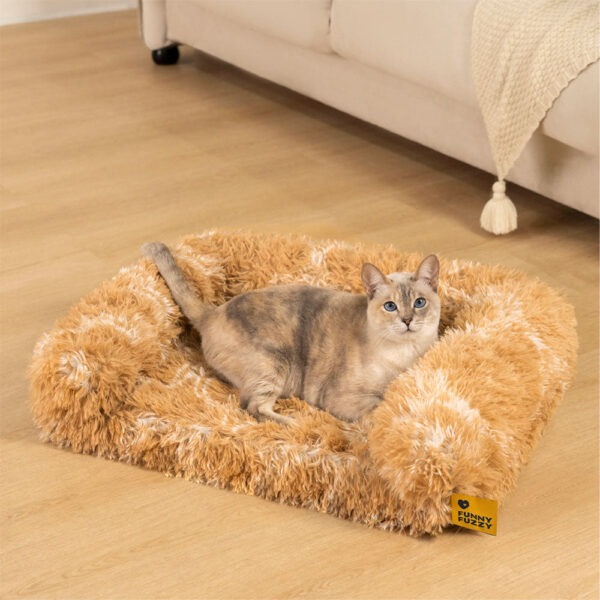 Classic Plaid Orthopedic Bolster Cat Sofa Bed - Cozy Comfort - Image 3
