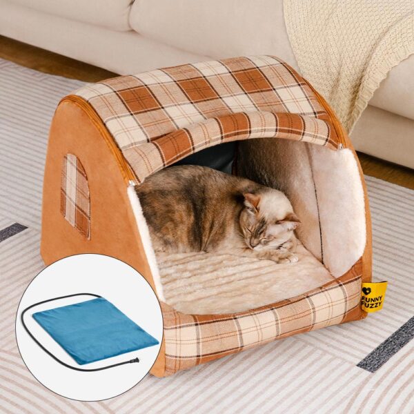 Classical Plaid House Orthopedic Cat Bed - Retreat Cabin - Image 15