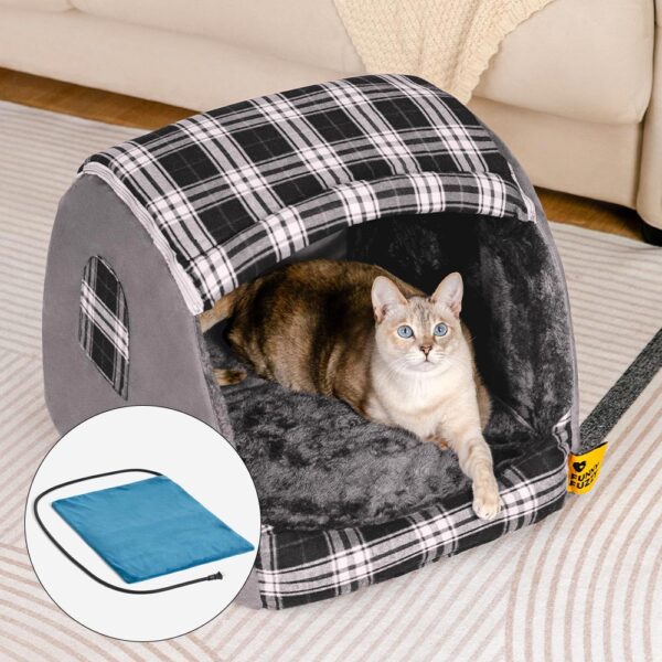 Classical Plaid House Orthopedic Cat Bed - Retreat Cabin - Image 16