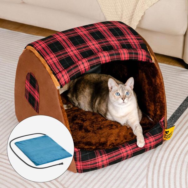 Classical Plaid House Orthopedic Cat Bed - Retreat Cabin - Image 17