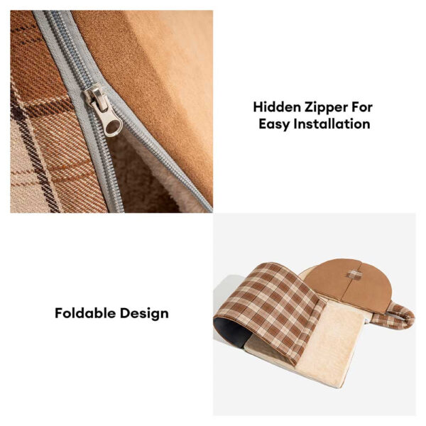 Classical Plaid House Orthopedic Cat Bed - Retreat Cabin - Image 9