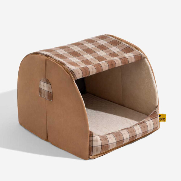 Classical Plaid House Orthopedic Cat Bed - Retreat Cabin - Image 13