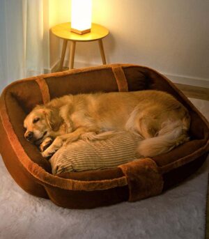 Vintage Large Cozy Calming Sofa Dog Bed