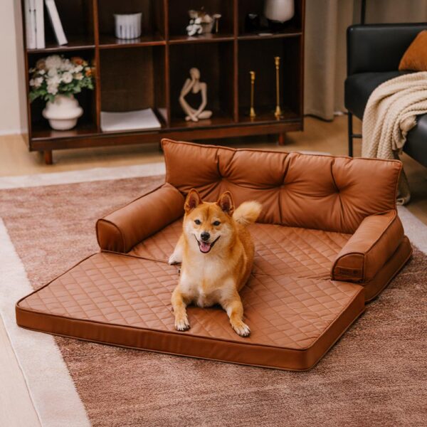 Luxe Faux Leather Foldable Orthopedic Large Dog Bed - CoreLounge - Image 7