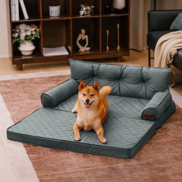 Luxe Faux Leather Foldable Orthopedic Large Dog Bed - CoreLounge - Image 9