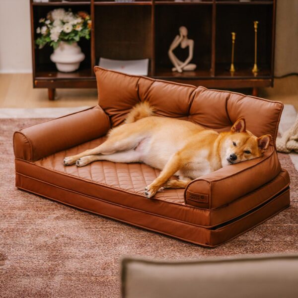 Luxe Faux Leather Foldable Orthopedic Large Dog Bed - CoreLounge - Image 16