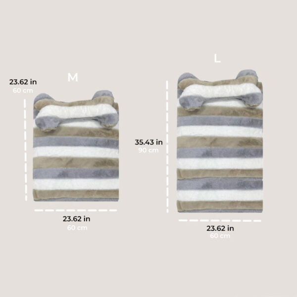 Deluxe Striped Plush Calming Bed Dog Bed with Pillow - Image 12