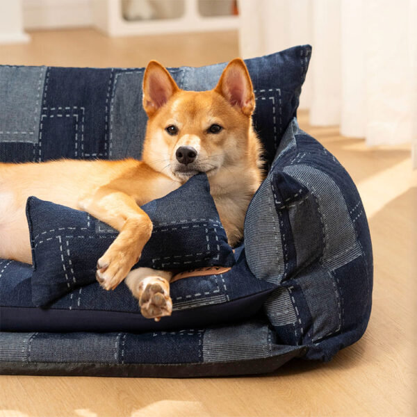 Denim Patchwork Style Pet Double Layer Sofa Dog Sofa Bed - Image 5