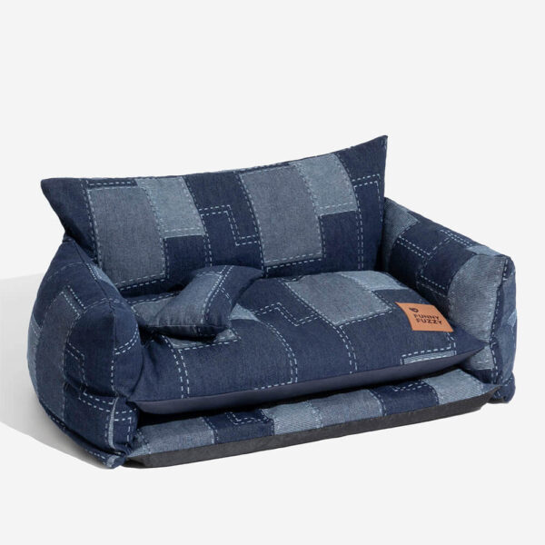 Denim Patchwork Style Pet Double Layer Sofa Dog Sofa Bed - Image 17